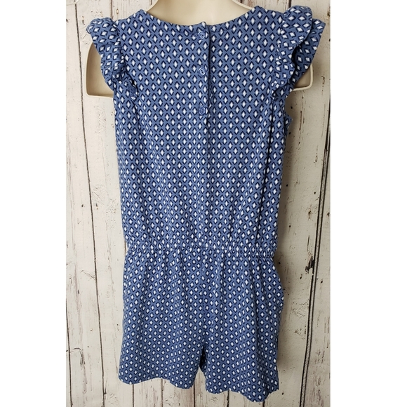♥️ Gymboree Ruffle Blue Diamond Ruffle Romper - Picture 4 of 8